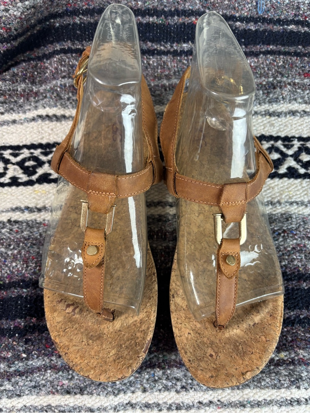 UGG Aleigh Thong Sandals Leather Cork Brown Women’s 8